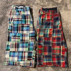 Two pairs boys plaid shorts - size 14